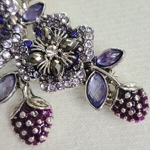 Napier Purple Silver Floral Brooch Pin with Berries